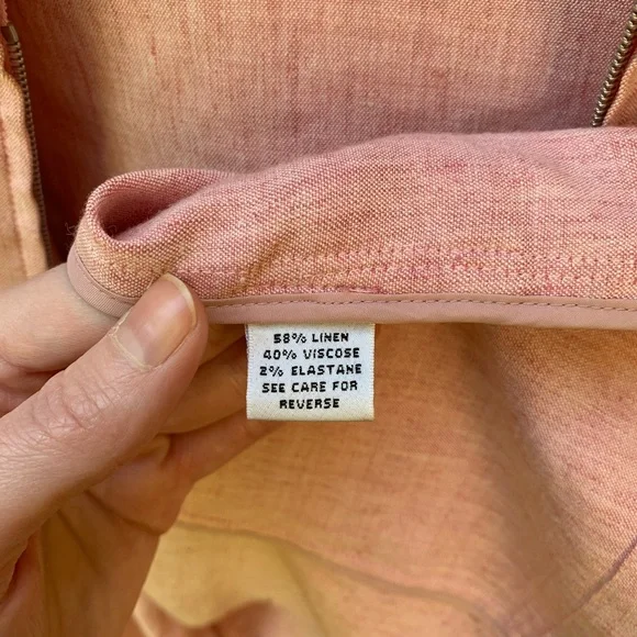 St. John Sport Linen zip-up hooded light pink textured woven light Jacket Sz L - Picture 6 of 12